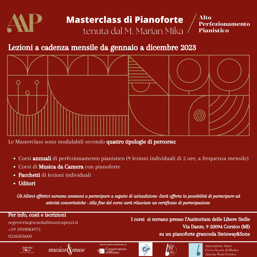 Masterclass di Alto Perfezionamento Pianistico c/o Accademia A. Pozzi Masterclass di Alto Perfezionamento Pianistico c/o Accademia A. Pozzi